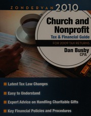 Zondervan 2010 Church And Nonprofit Tax Financial Guide Busby