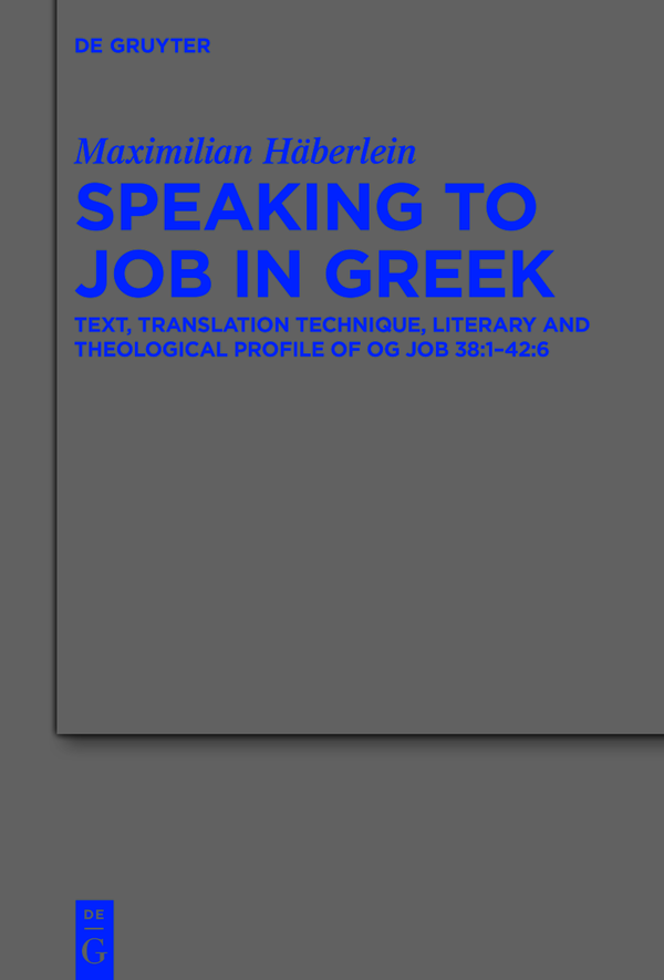Speaking To Job In Greek Maximilian Häberlein
