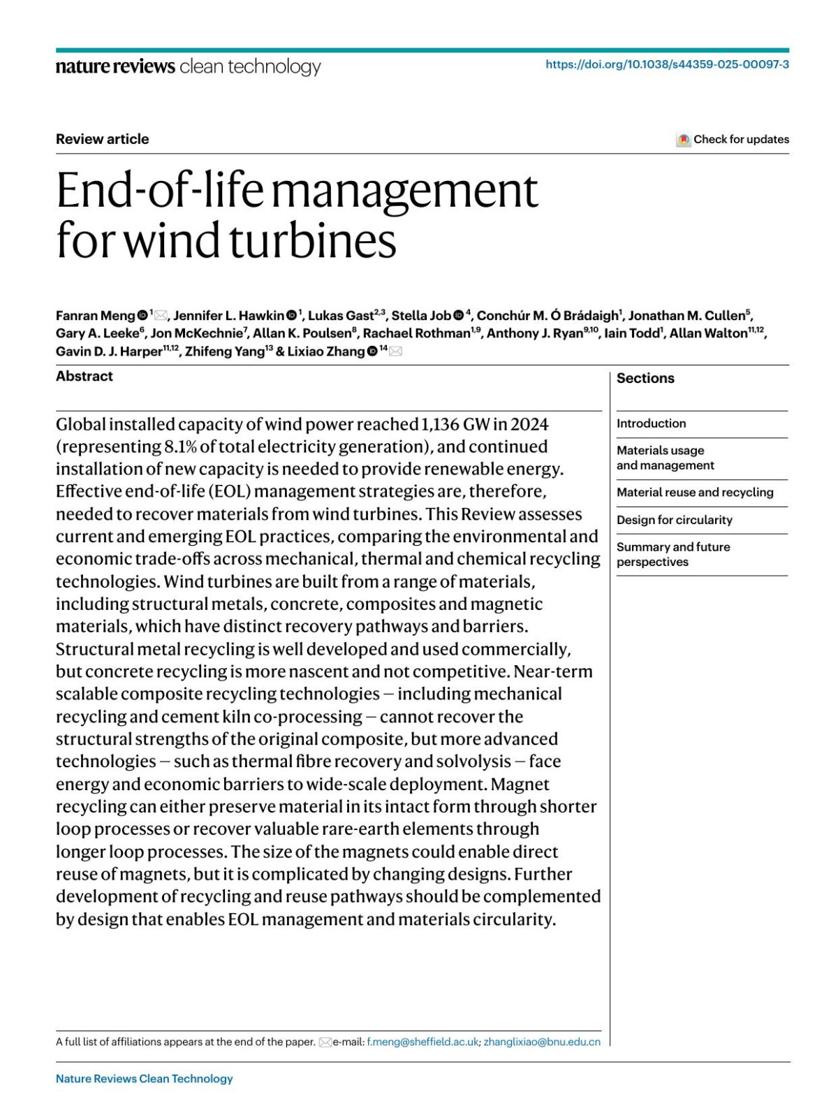 Endoflife Management For Wind Turbines 9th Edition Fanran Meng