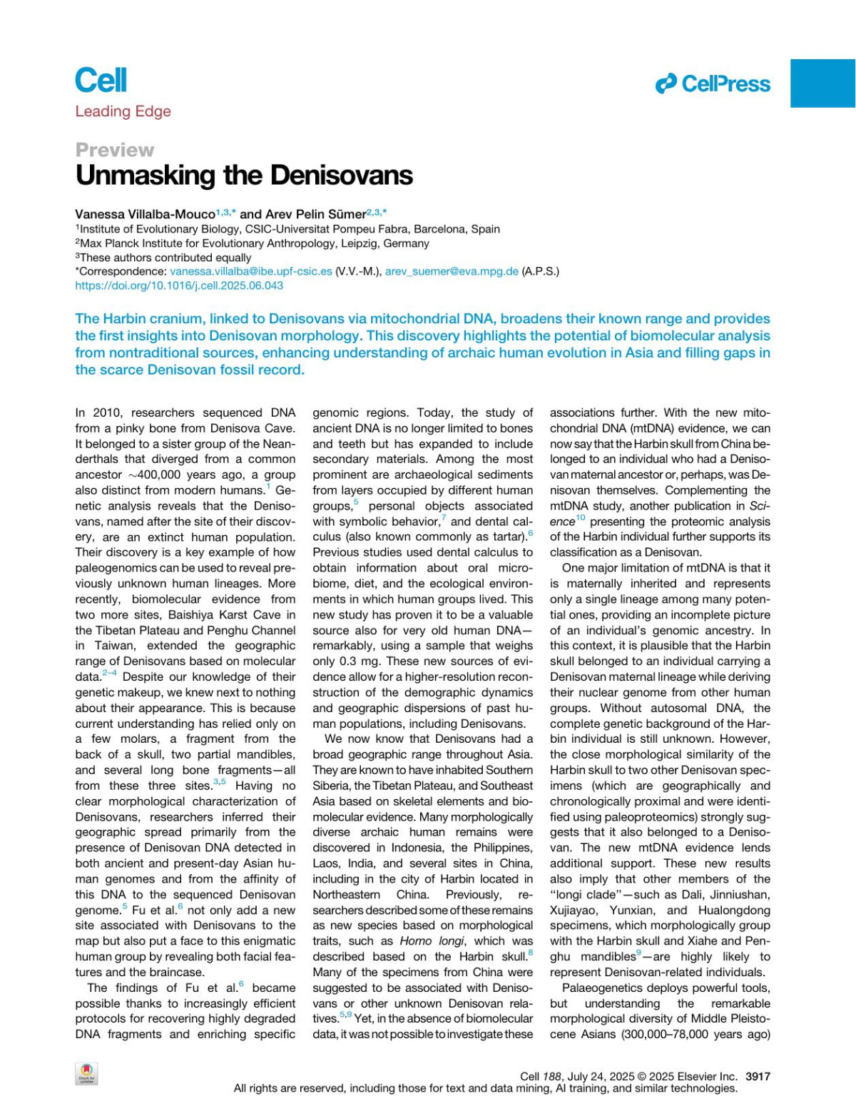 Preview Of Unmasking The Denisovans Vanessa Villalbamouco Arev Pelin Sümer