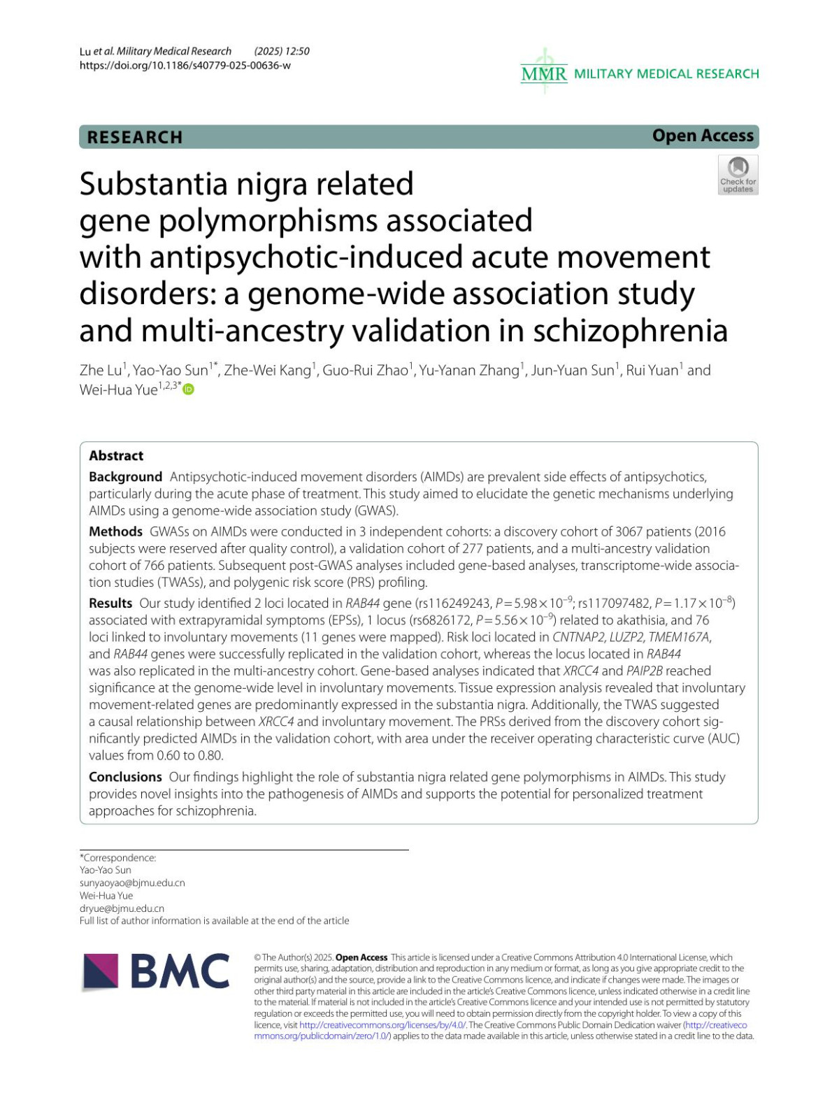 Substantia Nigra Related Gene Polymorphisms Associated With Antipsychoticinduced Acute Movement Disorders A Genomewide Association Study And Multiancestry Validation In Schizophrenia Zhe Lu Yaoyao Sun Zhewei Kang Guorui Zhao Yuyanan Zhang Junyuan Sun Rui Yuan Weihua Yue