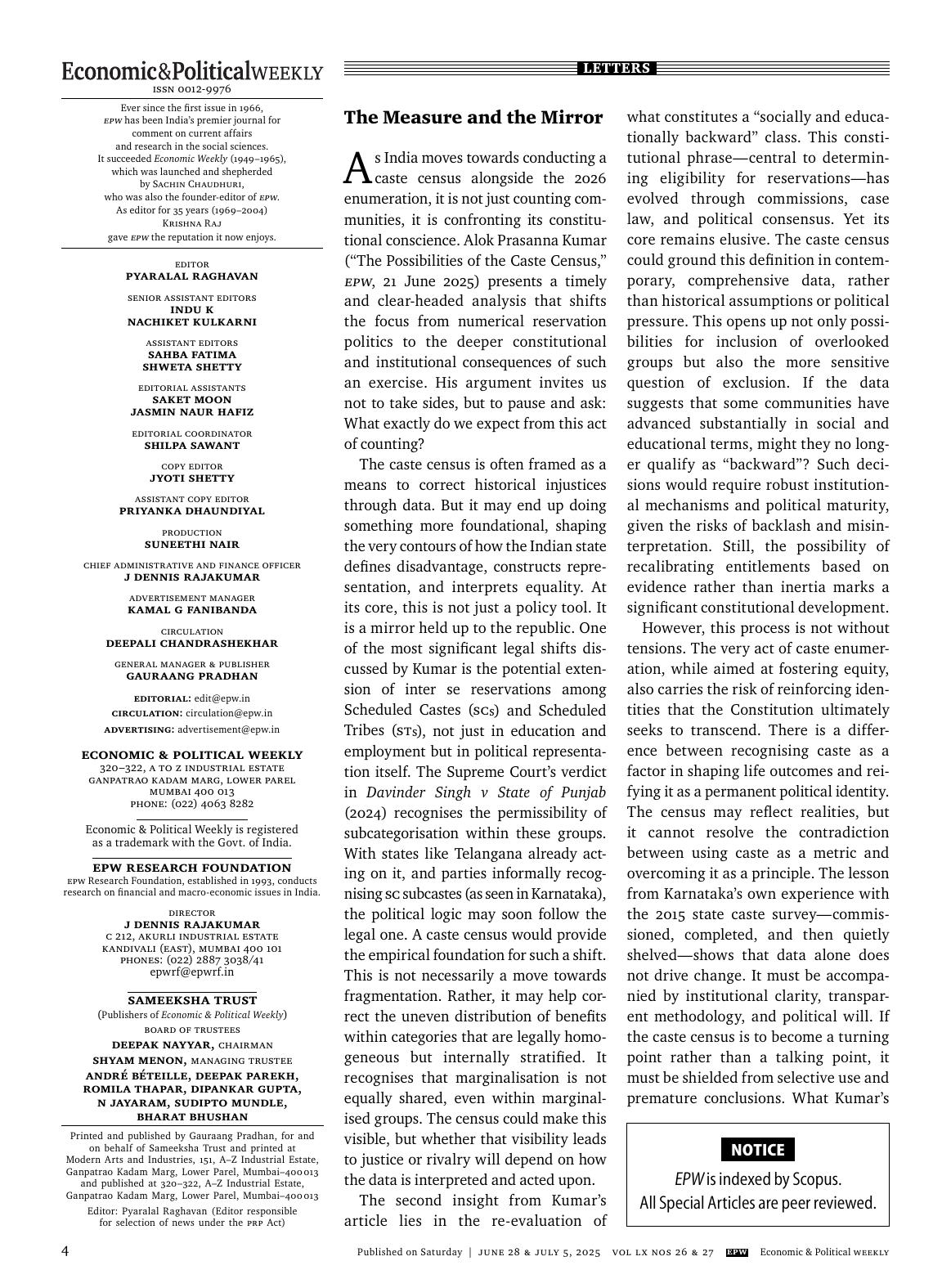 Economic And Political Weekly Vol60 Issue No 2627 28 Jun 2025 2627 Et Al