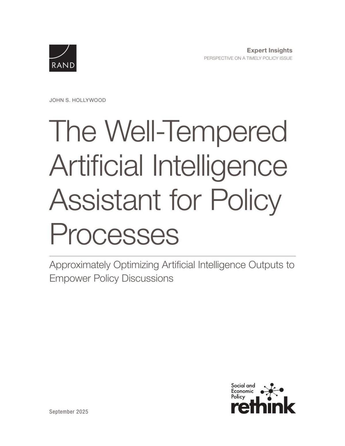 The Welltempered Ai Assistant For Policy Processes Approximately Optimizing Ai Outputs To Empower Policy Discussions John S Hollywood