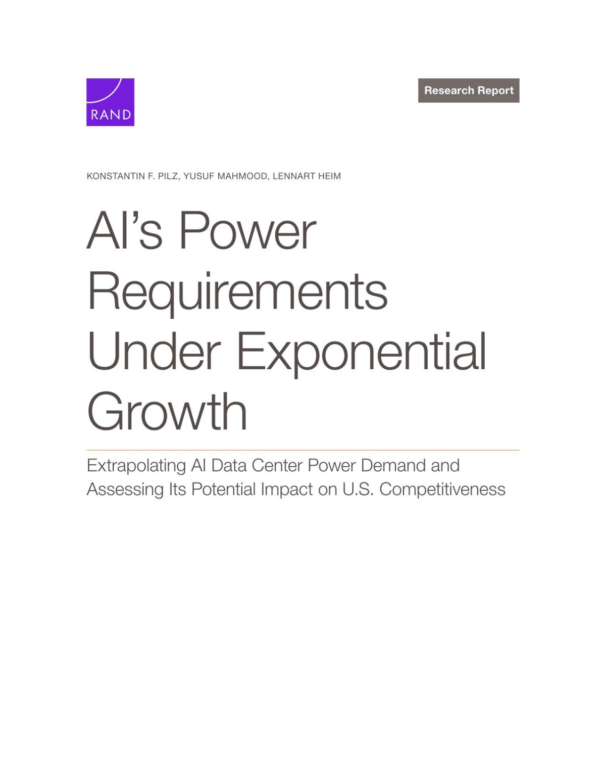 Ais Power Requirements Under Exponential Growth Extrapolating Ai Data Center Power Demand And Assessing Its Potential Impact On Us Competitiveness Konstantin F Pilz