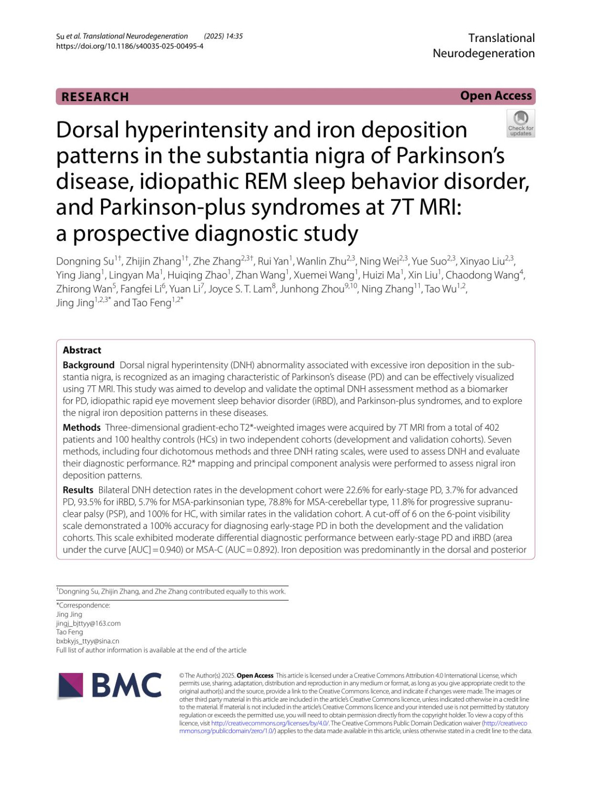 Dorsal Hyperintensity And Iron Deposition Patterns In The Substantia Nigra Of Parkinsons Disease Idiopathic Rem Sleep Behavior Disorder And Parkinsonplus Syndromes At 7t Mri A Prospective Diagnostic Study Dongning Su Zhijin Zhang Zhe Zhang Rui Yan Wanlin Zhu Ning Wei Yue Suo Xinyao Liu Ying Jiang Lingyan Ma Huiqing Zhao Zhan Wang Xuemei Wang Huizi Ma Xin Liu Chaodong Wang Zhirong Wan Fangfei Li Yuan Li Joyce S T