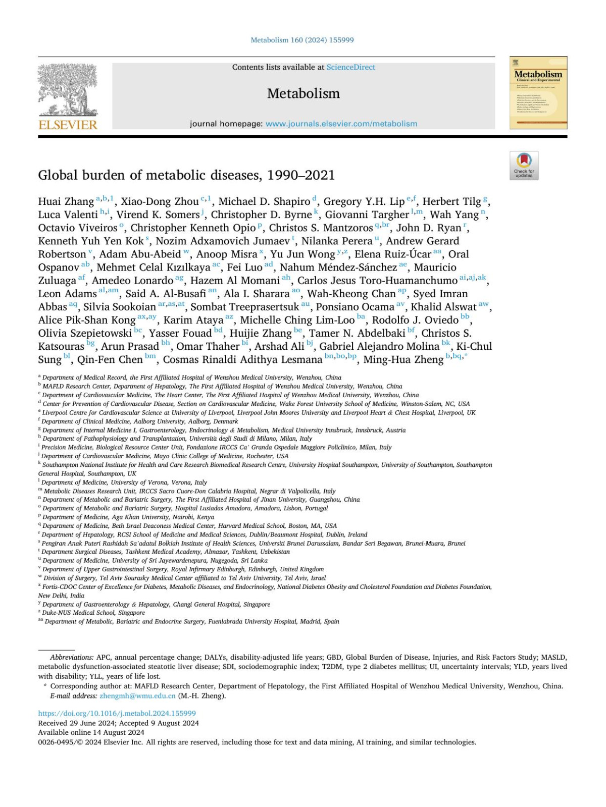 Global Burden Of Metabolic Diseases 19902021 Huai Zhang