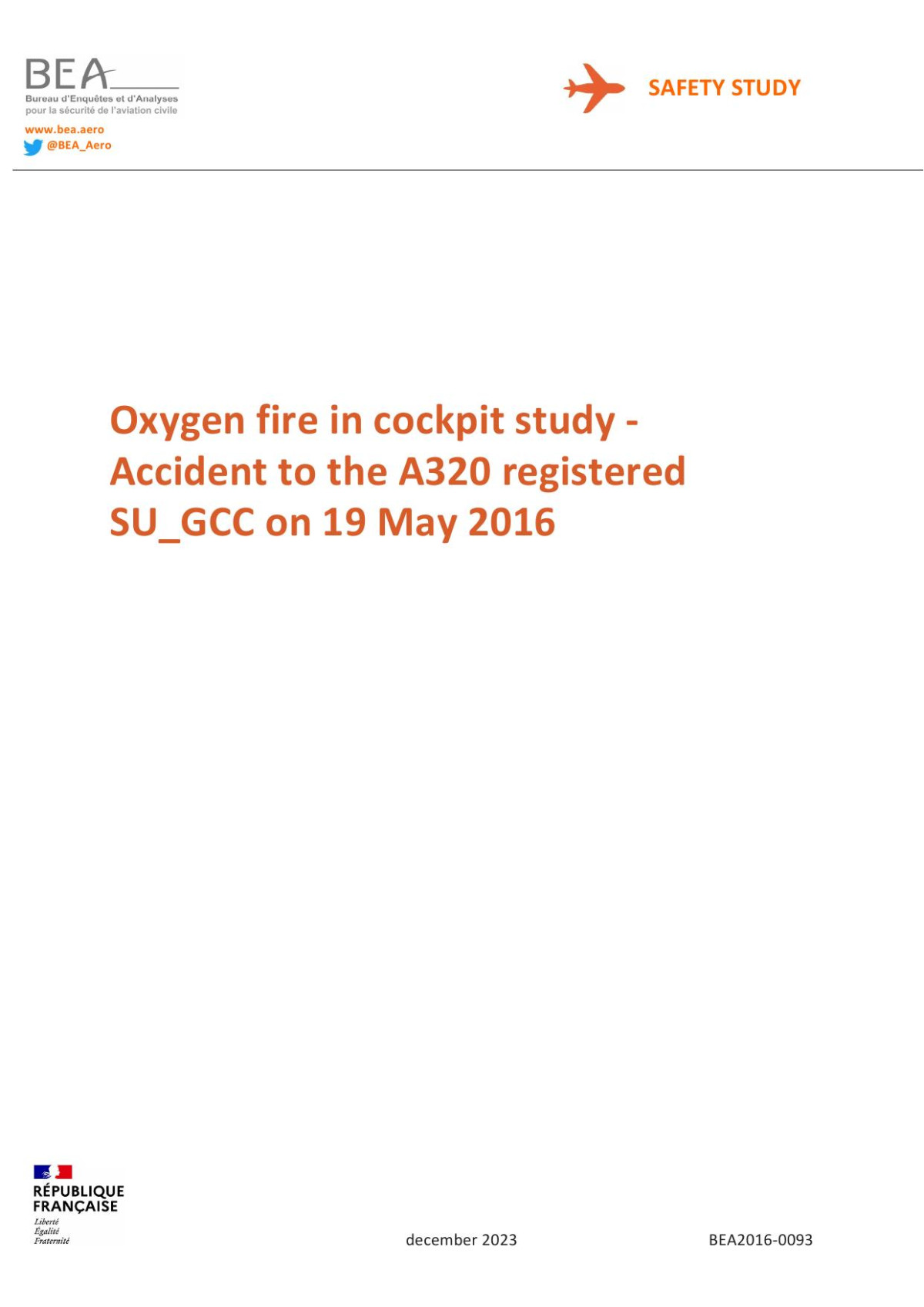 Investigation Report On Egypt Air Flight 804 By Bea 1st Edition Bea