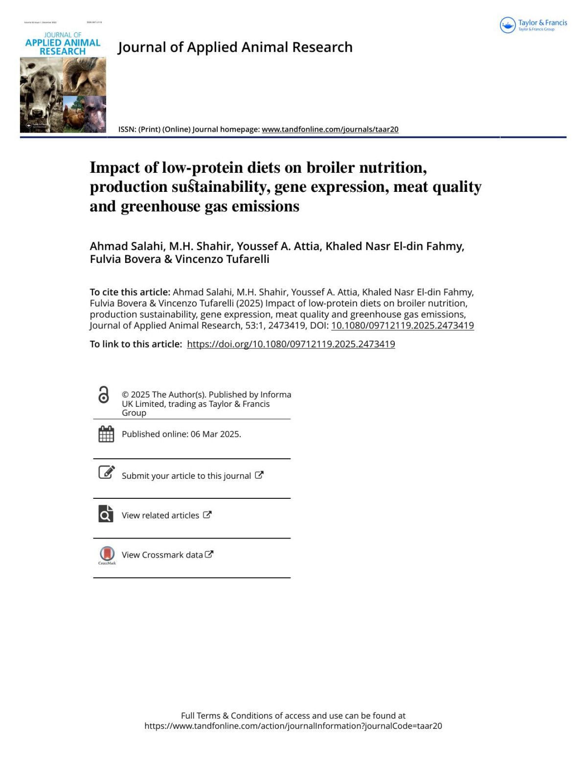 Impact Of Lowprotein Diets On Broiler Nutrition Production Sustainability Gene Expression Meat Quality And Greenhouse Gas Emissions Ahmad Salahi Mh Shahir Khaled Nasr Eldin Fahmy