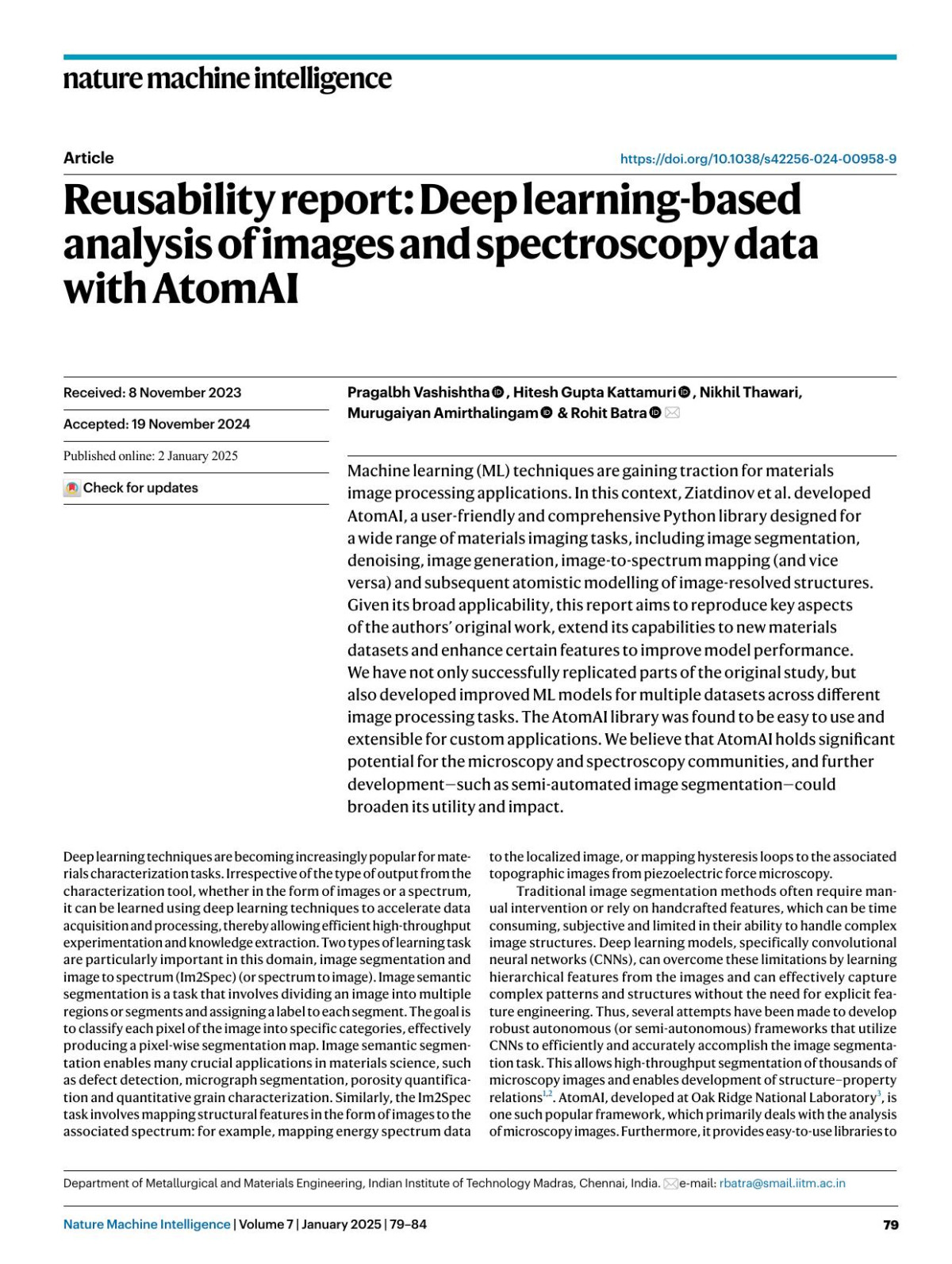 Reusability Report Deep Learningbased Analysis Of Images And Spectroscopy Data With Atomai Pragalbh Vashishtha Hitesh Gupta Kattamuri Nikhil Thawari Murugaiyan Amirthalingam Rohit Batra