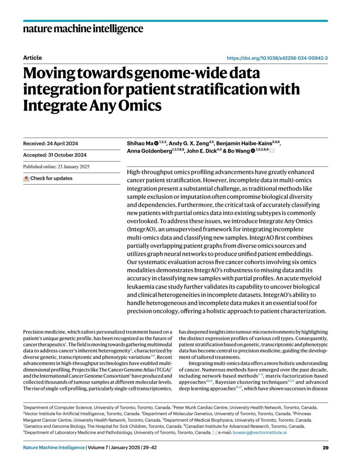 Moving Towards Genomewide Data Integration For Patient Stratification With Integrate Any Omics Shihao Ma Andy G X Zeng Benjamin Haibekains Anna Goldenberg John E Dick Bo Wang