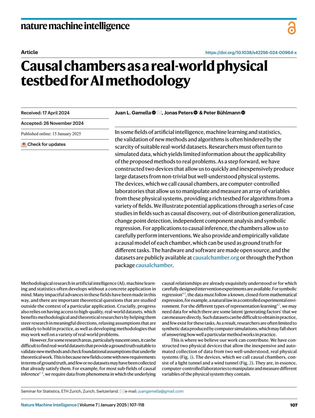 Causal Chambers As A Realworld Physical Testbed For Ai Methodology Juan L Gamella Jonas Peters Peter Bühlmann