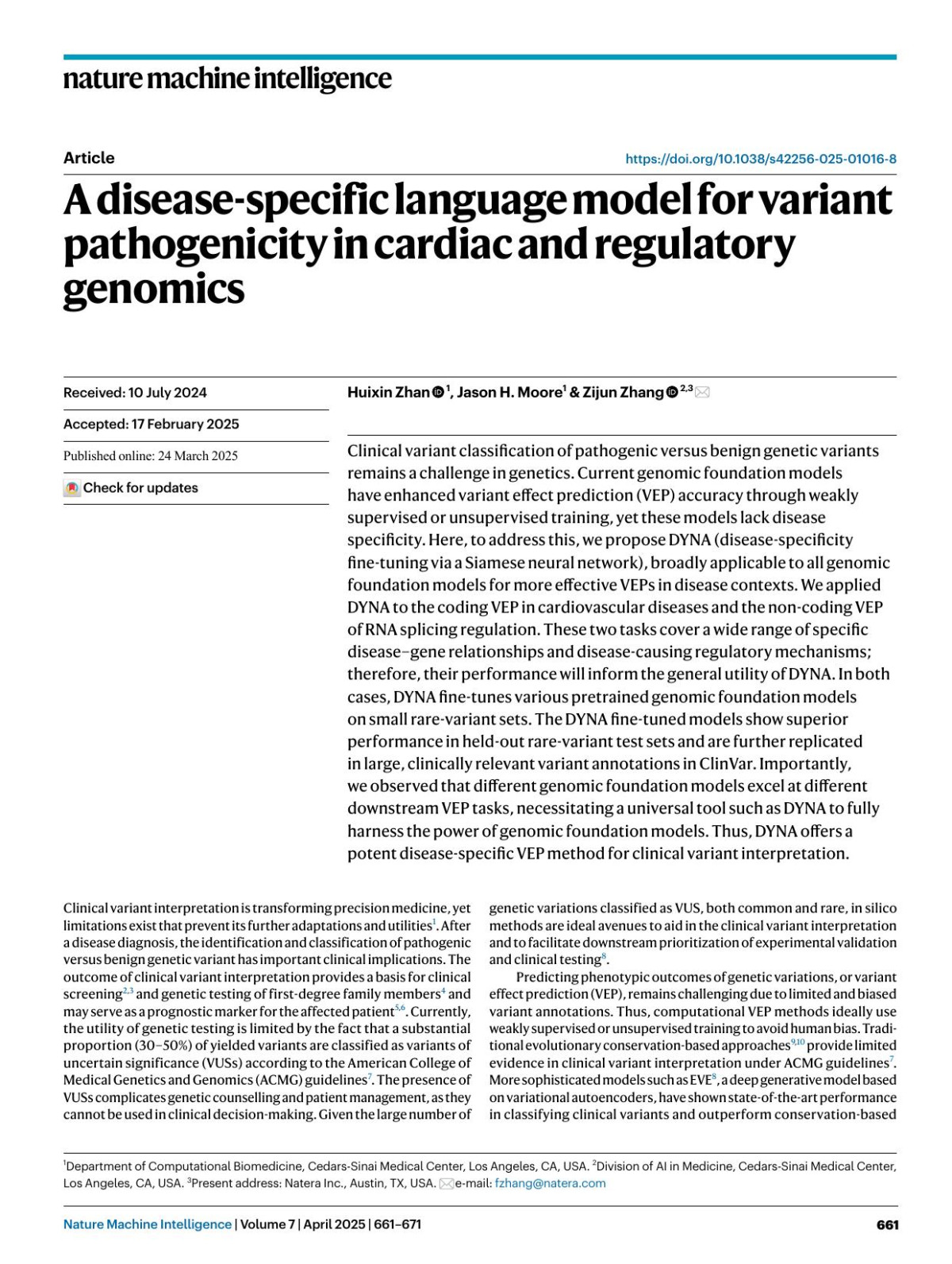 A Diseasespecific Language Model For Variant Pathogenicity In Cardiac And Regulatory Genomics Huixin Zhan Jason H Moore Zijun Zhang