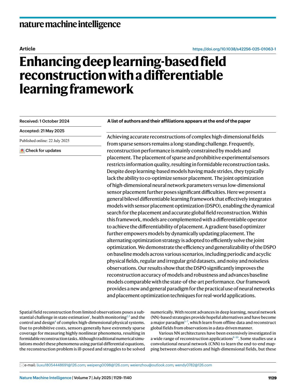 Enhancing Deep Learningbased Field Reconstruction With A Differentiable Learning Framework Xu Liu Wei Peng Xiaoya Zhang Xiaoyu Zhao Weien Zhou Wen Yao Xiaoqian Chen