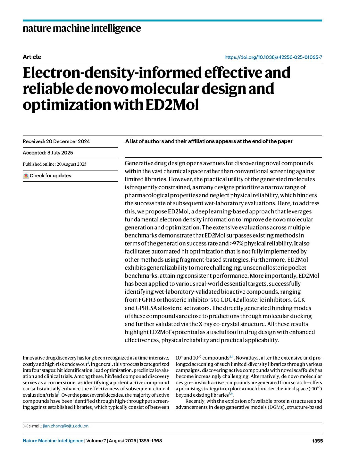 Electrondensityinformed Effective And Reliable De Novo Molecular Design And Optimization With Ed2mol Mingyu Li Kun Song Jixiao He Mingzhu Zhao Gengshu You Jie Zhong Mengxi Zhao Arong Li Yu Chen Guobin Li Ying Kong Jiacheng Wei Zhaofu Wang Jiamin Zhou Hongbing Yang Shichao Ma Hailong Zhang Irakoze Loïca Mélita