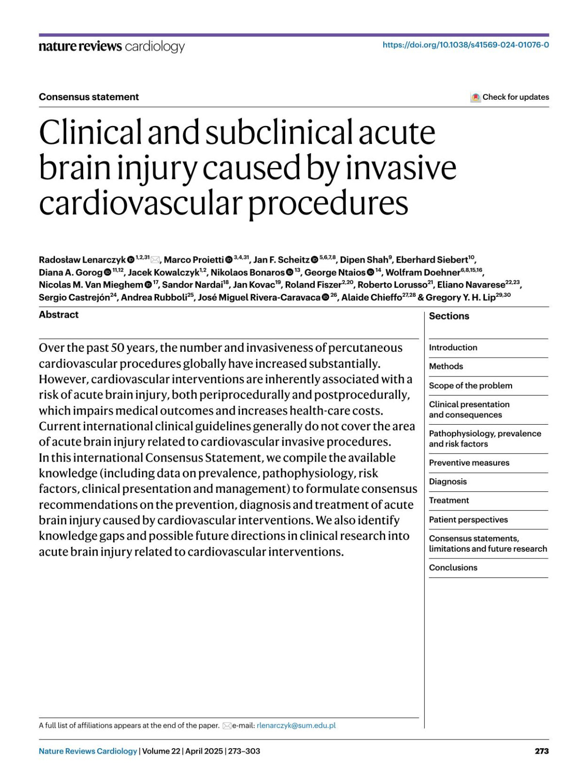 Clinical And Subclinical Acute Brain Injury Caused By Invasive Cardiovascular Procedures Radosław Lenarczyk Marco Proietti Jan F Scheitz Dipen Shah Eberhard Siebert Diana A Gorog Jacek Kowalczyk Nikolaos Bonaros George Ntaios Wolfram Doehner Nicolas M Mieghem Sandor Nardai Jan Kovac Roland Fiszer Roberto