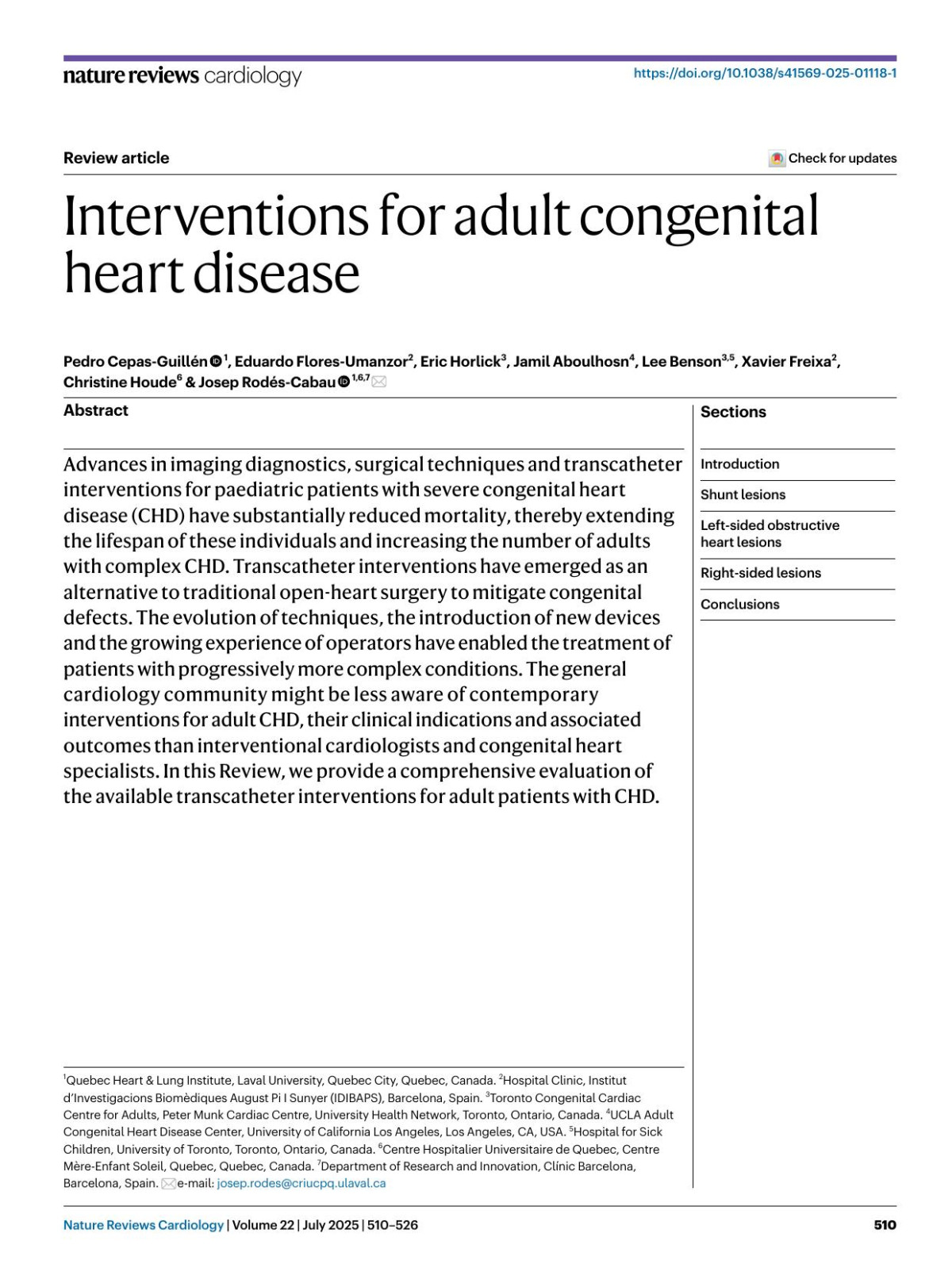 Interventions For Adult Congenital Heart Disease Pedro Cepasguillén Eduardo Floresumanzor Eric Horlick Jamil Aboulhosn Lee Benson Xavier Freixa Christine Houde Josep Rodéscabau