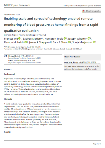 Enabling Scale And Spread Of Technologyenabled Remote Monitoring Of Blood Pressure At Home Frances Wu