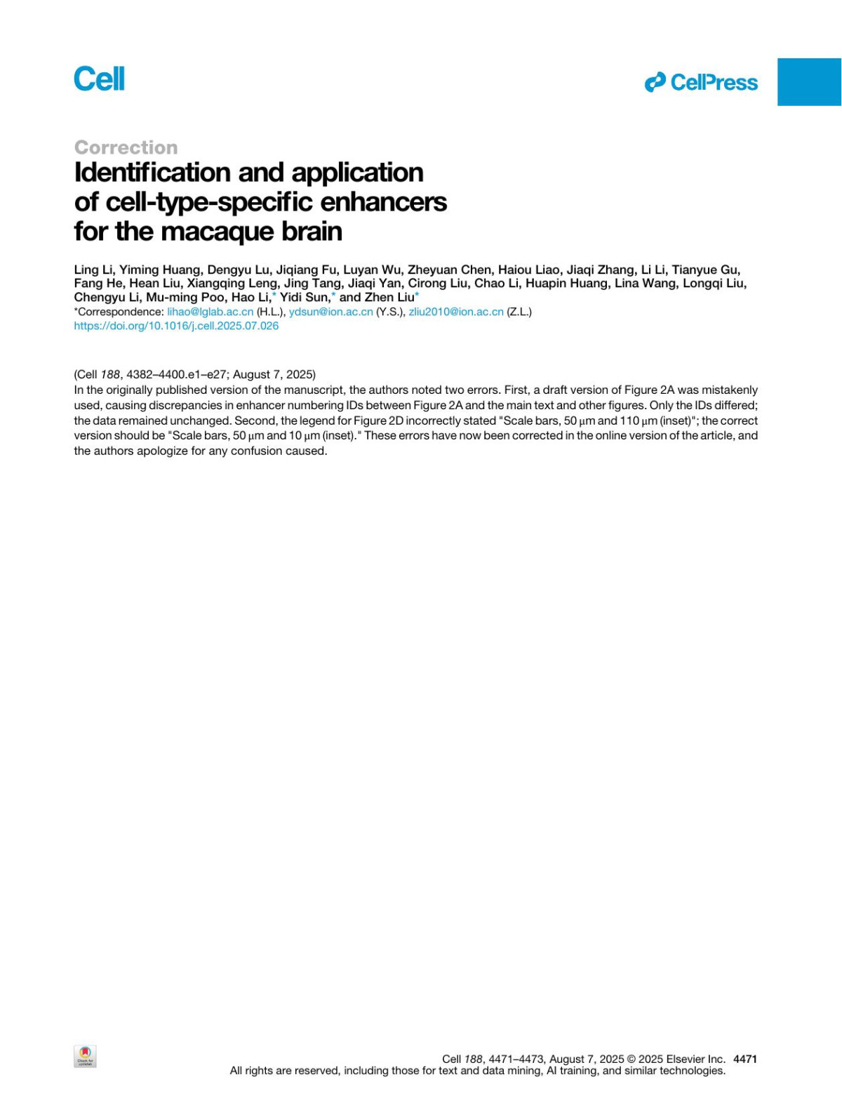 Identification And Application Of Celltypespecific Enhancers For The Macaque Brain Ling Li Yiming Huang Dengyu Lu Jiqiang Fu Luyan Wu Zheyuan Chen Haiou Liao Jiaqi Zhang Li Li Tianyue Gu Fang He Hean Liu Xiangqing Leng Jing Tang Jiaqi Yan Cirong Liu Chao Li Huapin Huang Lina Wang Longqi Liu
