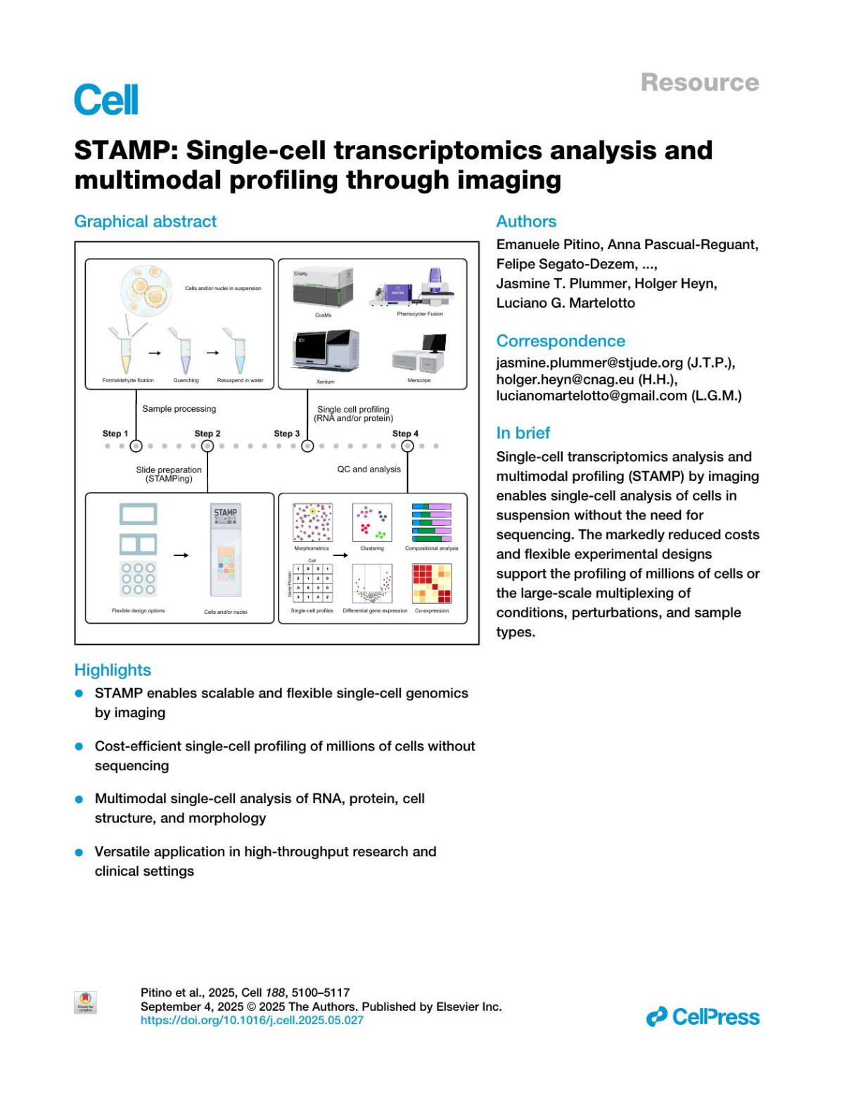 Stamp Singlecell Transcriptomics Analysis And Multimodal Profiling Through Imaging Emanuele Pitino Anna Pascualreguant Felipe Segatodezem Kellie Wise Irepan Salvadormartinez Helena Lucia Crowell Maycon Marção Max Ruiz Elise Courtois William F Flynn Santhosh Sivajothi Emily Soja Ginevra Caratù German