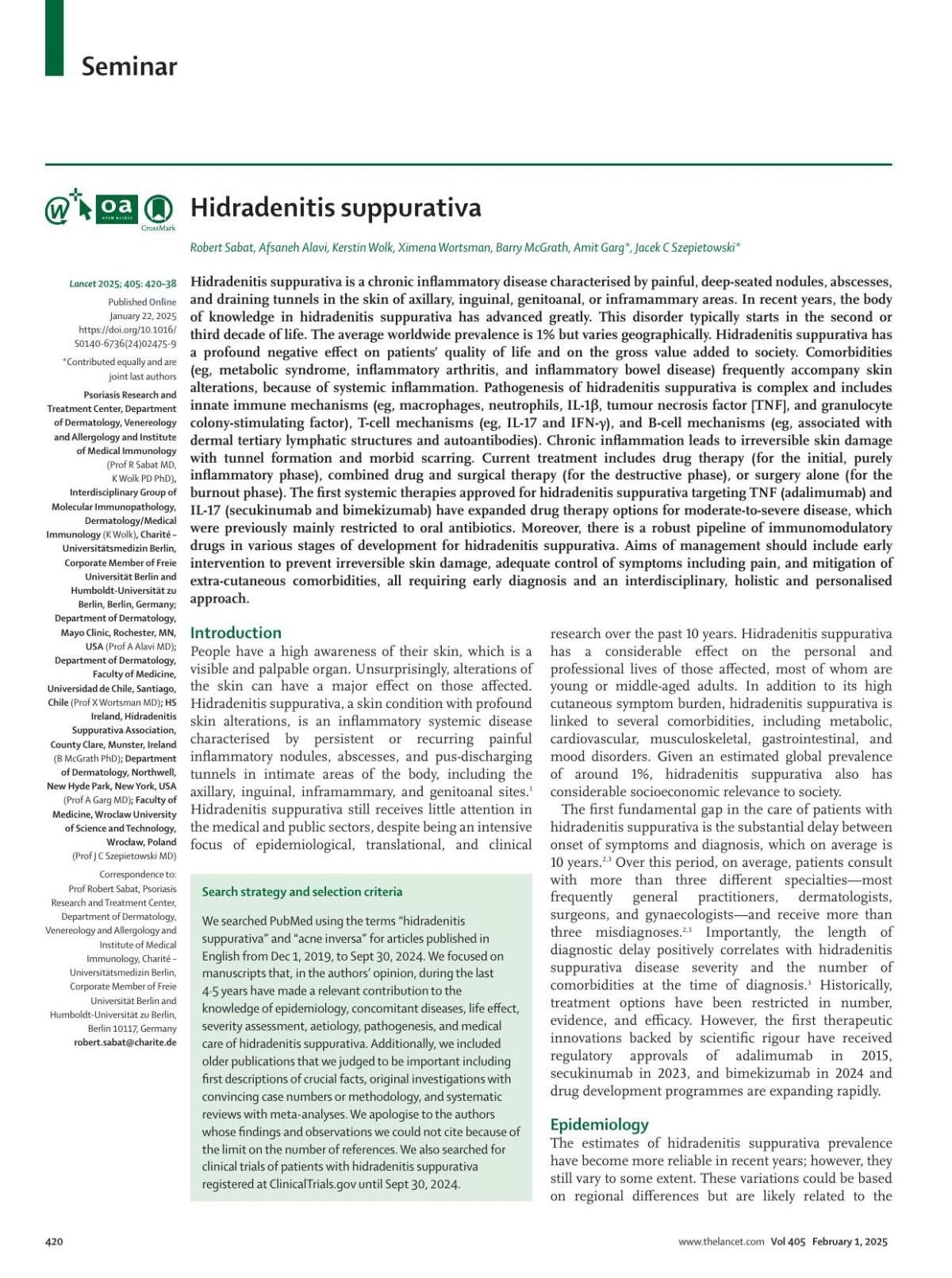 Hidradenitis Suppurativa Prof Robert Sabat Md Prof Afsaneh Alavi Md Kerstin Wolk Pd Phd Prof Ximena Wortsman Md Barry Mcgrath Phd Prof Amit Garg Md Prof Jacek C Szepietowski Md