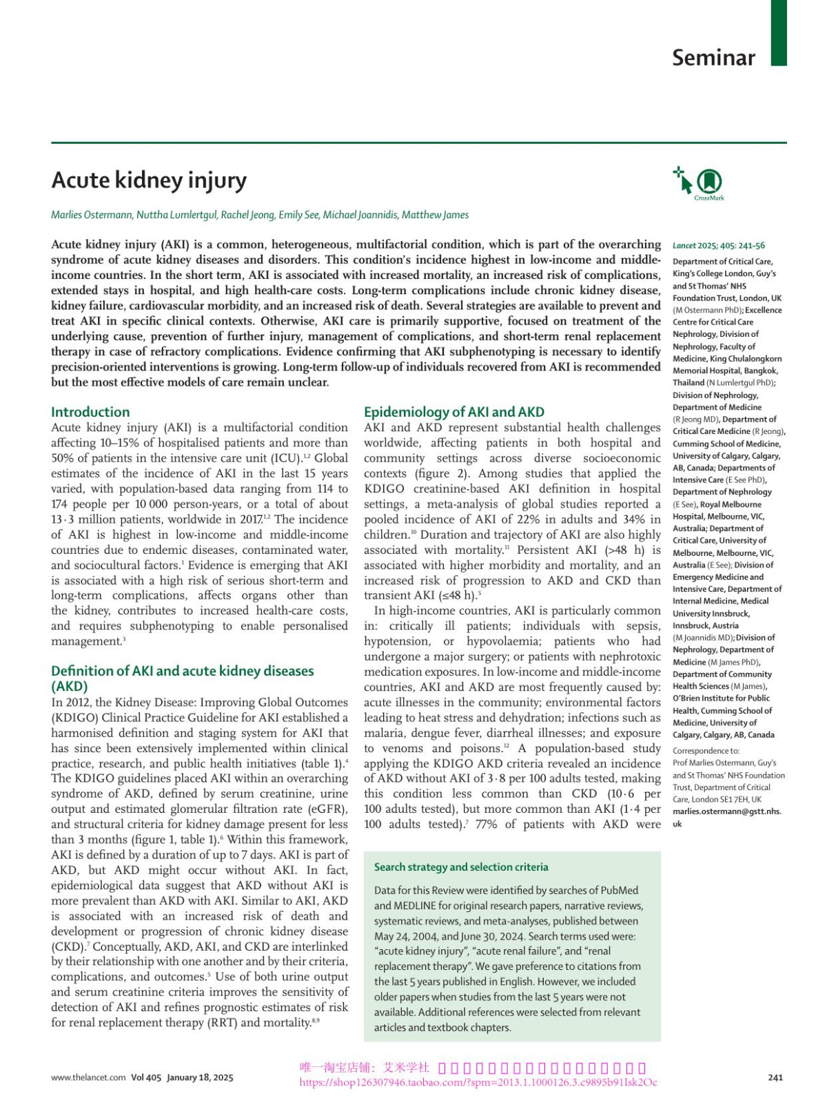 Acute Kidney Injury Marlies Ostermann Phd Nuttha Lumlertgul Phd Rachel Jeong Md Emily See Phd Michael Joannidis Md Matthew James Phd