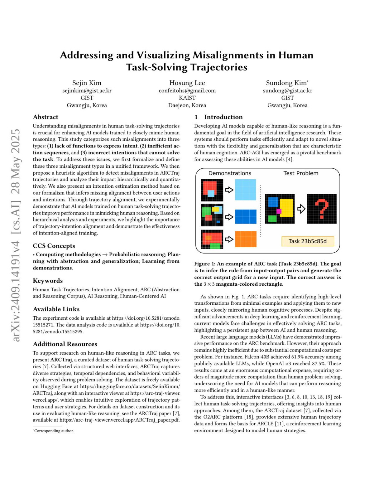 Addressing And Visualizing Misalignments In Human Tasksolving Trajectories Sejin Kim Hosung Lee Sundong Kim