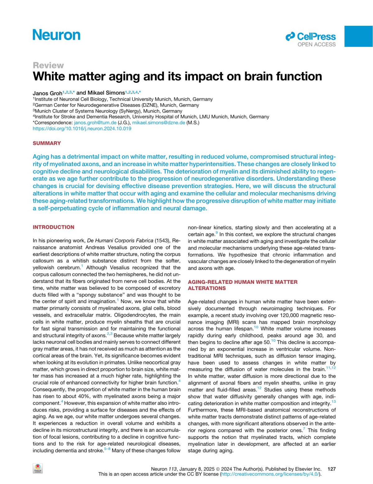 White Matter Aging And Its Impact On Brain Function Janos Groh Mikael Simons