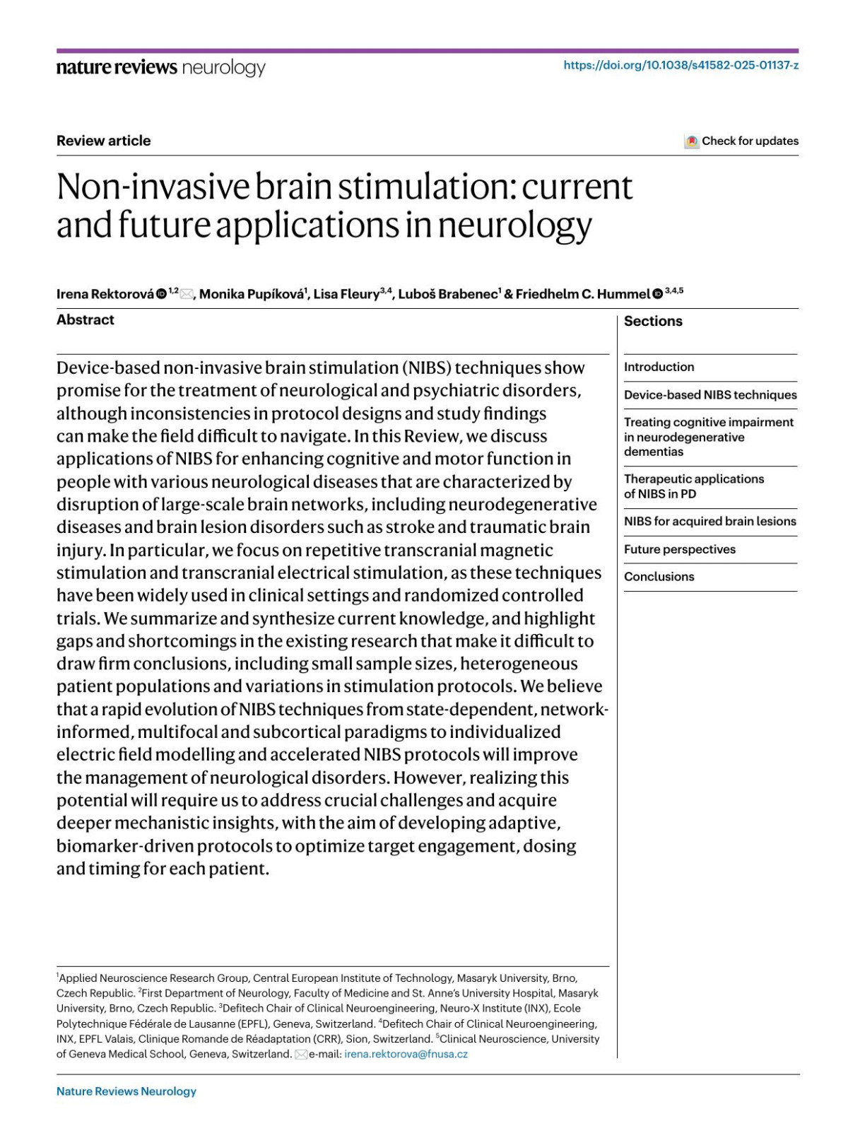 Noninvasive Brain Stimulation Current And Future Applications In Neurology Irena Rektorovampx000e1 Monika Pupampx000edkovampx000e1 Lisa Fleury Luboampx00161 Brabenec Friedhelm C Hummel