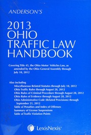 Andersons Ohio Traffic Law Handbook 2013 Anderson Publishing Co Cincinnati