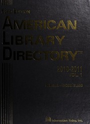 American Library Directory 20102011 Unknown