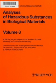 Analyses Of Hazardous Substances In Biological Materials Vol 8 Angerer