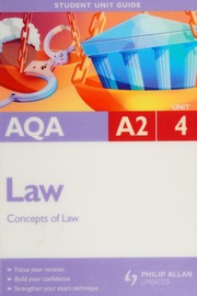 Aqa A2 Law Unit 4 Concepts Of Law Darwent Peter Currer Jennifer