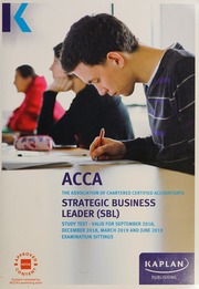 Acca Paper Sbl Strategic Business Leader Study Text Association Of Chartered Certified Accountants Great Britain
