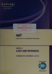 Aat Association Of Accounting Technicians Level 3 Cost And Revenues 20102011 Unknown