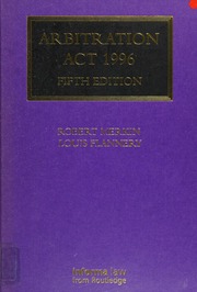 Arbitration Act 1996 Fifth Edition Merkin Robert Author Flannery