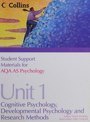 Aqa Psychology As Unit 1 Cognitive Psychology Developmental Psychology And Research Methods Cardwell