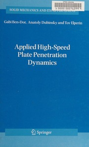 Applied Highspeed Plate Penetration Dynamics 1 Edition Bendor