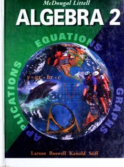 Algebra 2 Larson Ron 1941 Mcdougal Littell Lee Stiff Timothy D Kanold