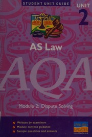 As Law Unit 2 Module 2 Dispute Solving Yule Ian