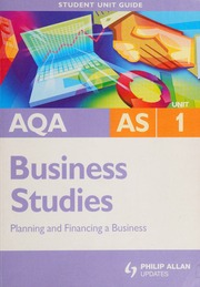 Aqa As Business Studies Planning And Financing A Business Unit 1 Wolinski