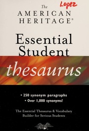 The American Heritage Essential Student Thesaurus None 2nd Ed None