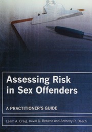 Assessing Risk In Sex Offenders A Practitioners Guide Craig