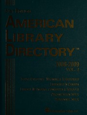 American Library Directory 20082009 61st Ed Unknown