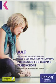 Aat Association Of Accounting Technicians 201415 Level 2 Certificate In Accounting Processing Bookkeeping Transactions Unknown