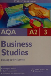 Aqa A2 Business Studies Student Unit Guide Unit 3 Strategies For Success Surridge