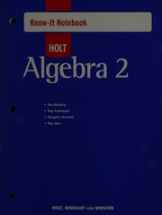 Algebra 2 Grades 912 Knowit Notebook Holt Mcdougal Algebra 1 Geometry Algebra 2 Holt Mcdougal