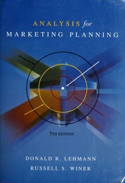 Analysis For Marketing Planning 5th Ed Lehmann Donald R Winer