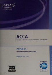 Acca Complete Text Paper F5 Performance Management Association Of Chartered Certified Accountants Great Britain