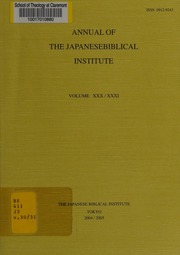 Annual Of The Japanese Biblical Institute Vol 3031 20042005 Unknown