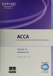 Acca Paper F6 Taxation Complete Text Finance Act 2011 For 2012 Examination Sittings Association Of Chartered Certified Accountants